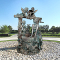 Factory Supply bronze lady and child water fountain sculpture